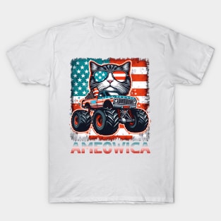 4th of July independence. Monster truck cat lovers T-Shirt